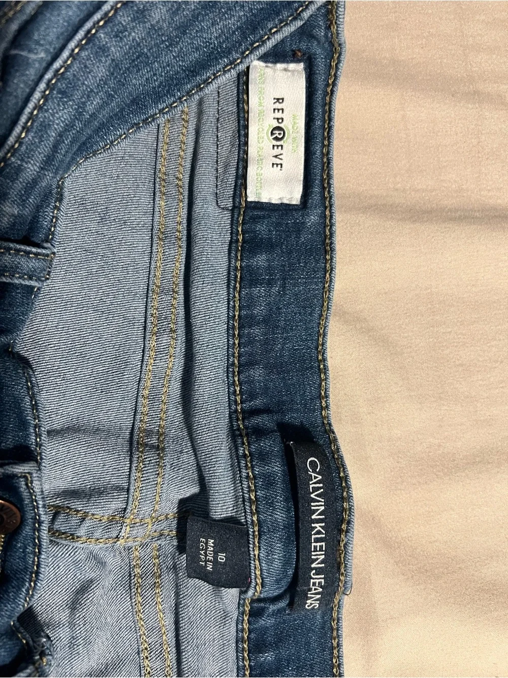 Calvin Klein Jeans Distressed Denim Shorts in Medium Blue